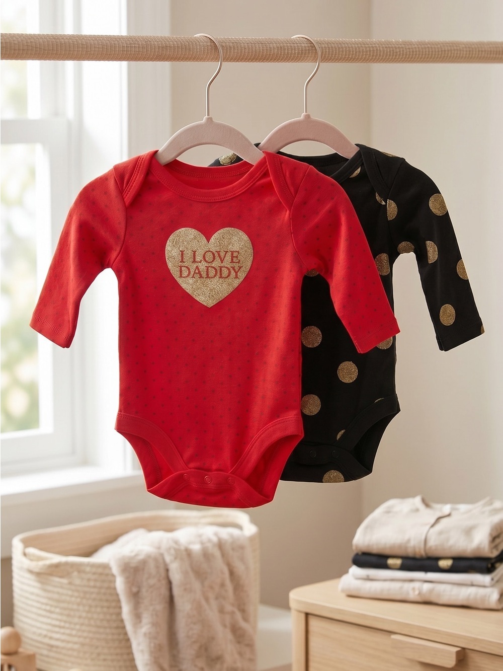 The Children's Place Red and Black Long-Sleeve Bodysuit Set of Two